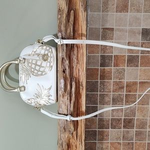 Brahmin del Pina white gold pineapple crossbody satchel